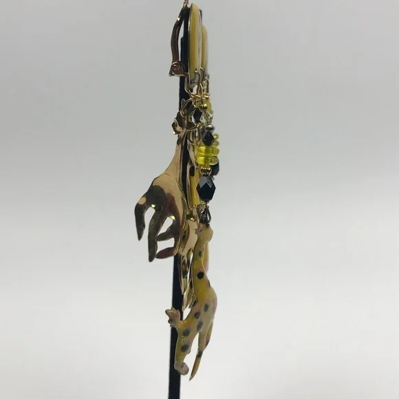 Vtg Lunch at the Ritz Giraffe 1988 Drop Earrings